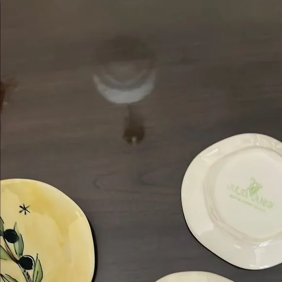 Vintage Julia Junkin Yellow Appetizer plates olive tree branch bundle of 3 - Picture 5 of 5